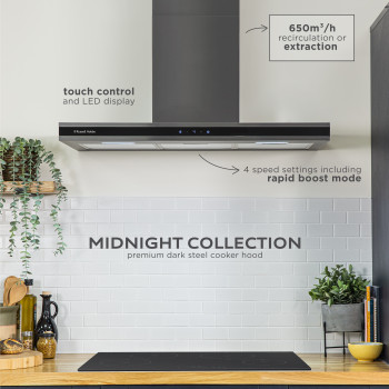 Russell Hobbs Midnight RHGCH903DS 90cm T-Shaped Chimney Cooker Hood image 3