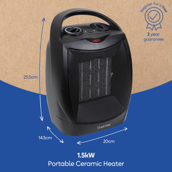 Russell Hobbs RHFH1006B 1.5kW Portable Ceramic Heater - Black image 1